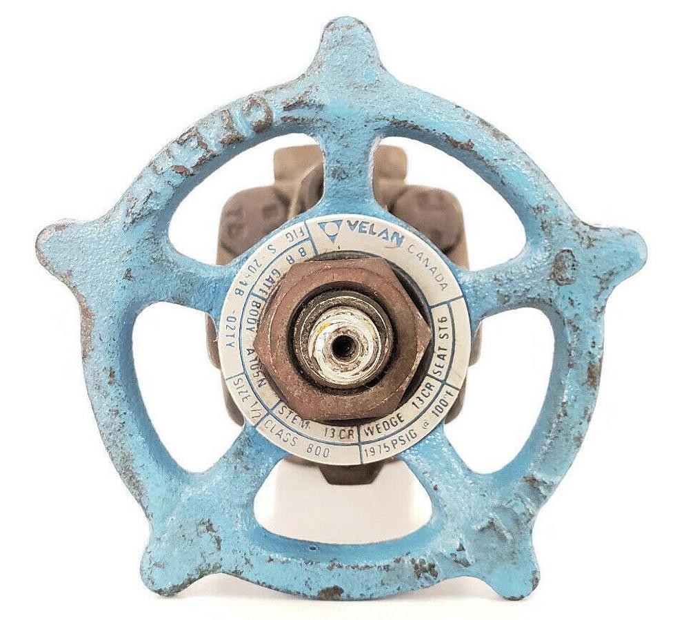 Used VELAN S-2054B-02TY GATE VALVE, SIZE 1/2", CLASS 900, 1975 PSIG, S2054B02TY