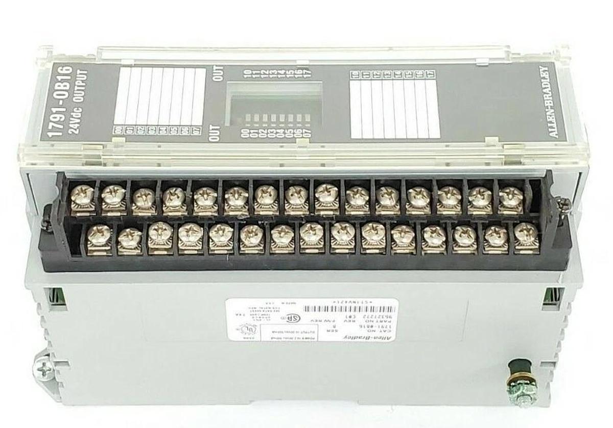Used ALLEN BRADLEY 1791-0B16 I/O BLOCK 17910B16 SER. B REV. C01, 24VDC, MISSING DOOR