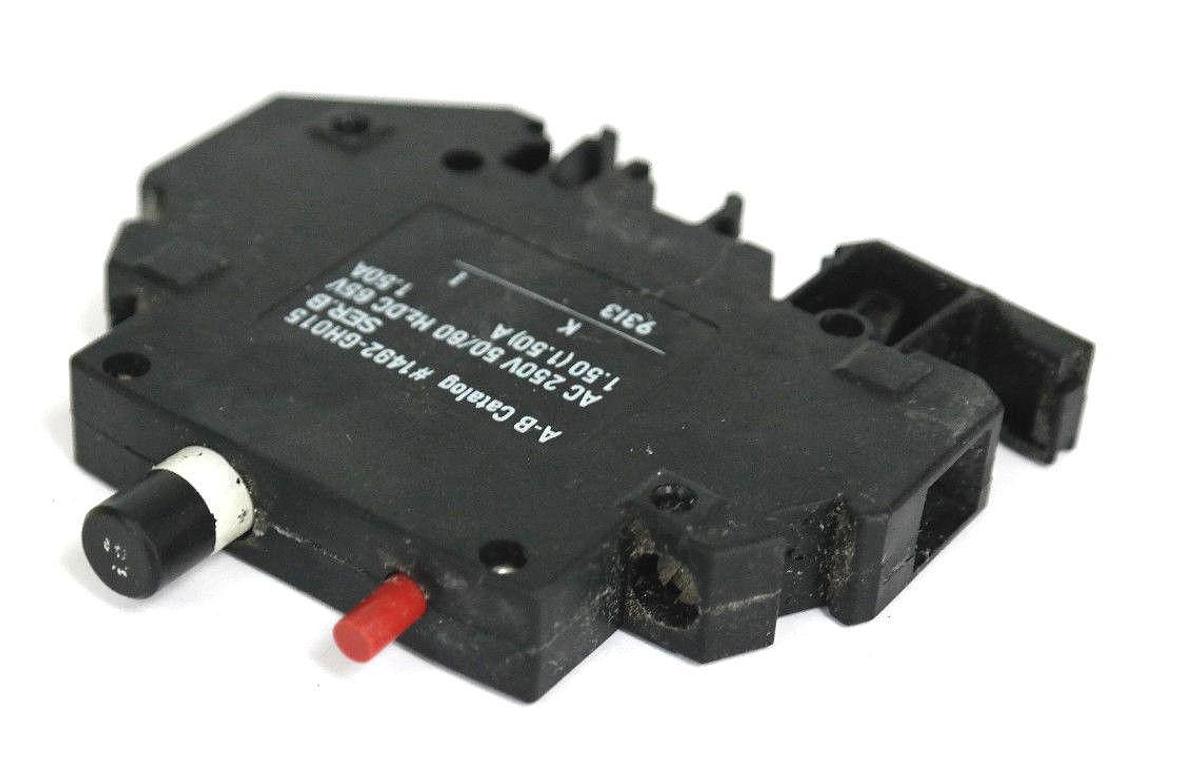 Used LOT OF 5 ALLEN BRADLEY 1492-GH015 MINI CIRCUIT BREAKERS SER B, 1.5AMP, 1492GH015