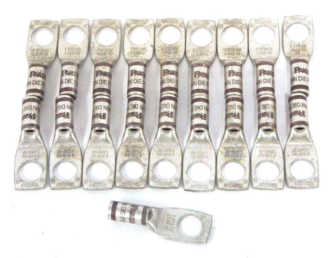 Used BAG OF 19 NEW PANDUIT LCA2-12-Q COPPER LUG STANDARD BARREL ONE HOLE
