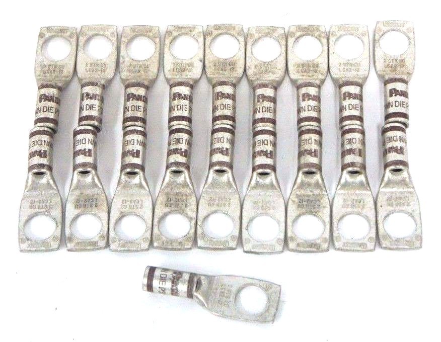 Used BAG OF 19 NEW PANDUIT LCA2-12-Q COPPER LUG STANDARD BARREL ONE HOLE