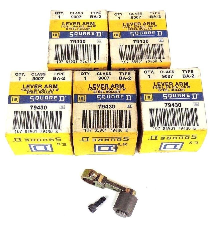 Used LOT OF 5 NIB SQUARE D 9007-BA-2 LEVER ARMS 1-3/8''L, 5/8''DIA., 5/8''W., 9007BA2