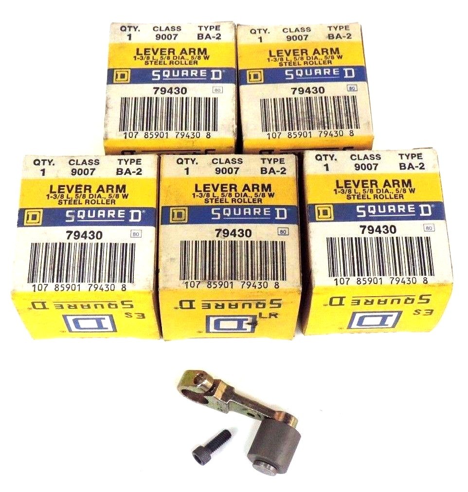 Used LOT OF 5 NIB SQUARE D 9007-BA-2 LEVER ARMS 1-3/8''L, 5/8''DIA., 5/8''W., 9007BA2