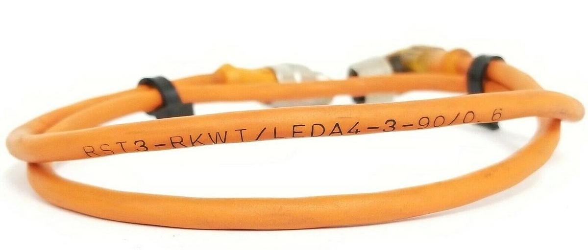 Used BELDEN LUMBERG RST-3-RKWT/LEDA4-3-90/0.6 CORDSET .6METER MALE TO FEMALE