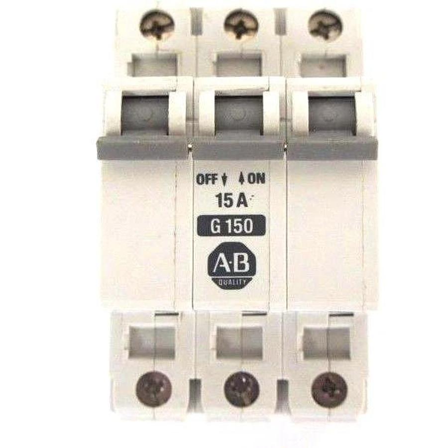 Used LOT OF 2 ALLEN BRADLEY 1492-CB3-G150 MINIATURE CIRCUIT BREAKERS SER B, 15 AMP