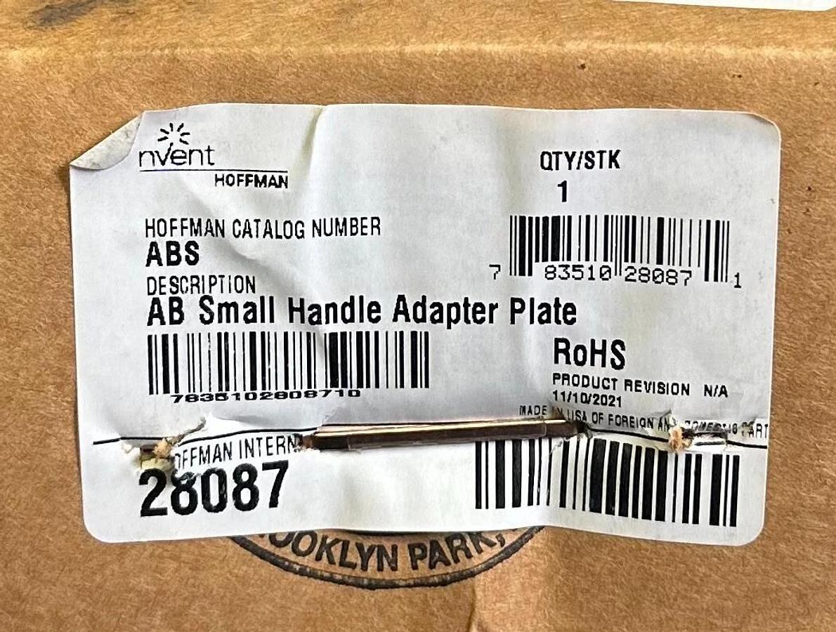 NEW HOFFMAN NVENT 28087 AB SMALL HANDLE ADAPTER PLATE ABS
