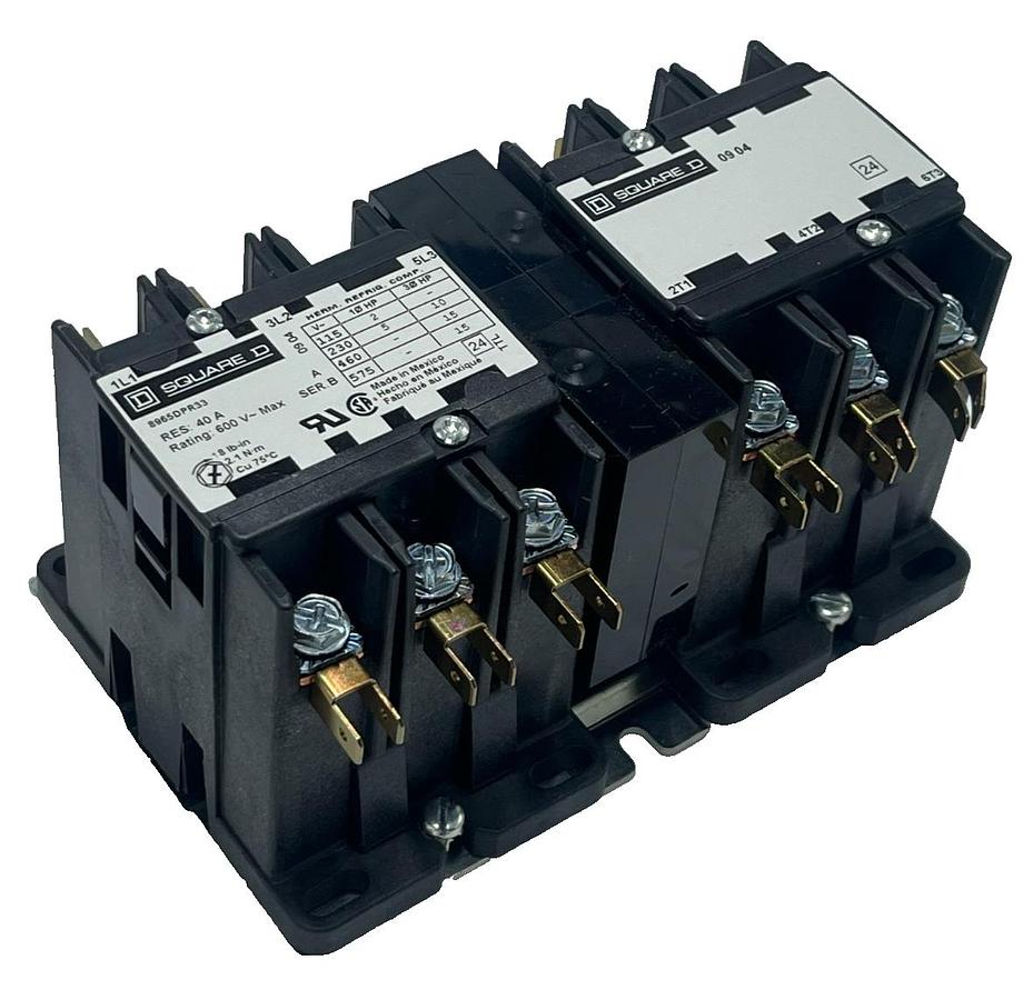 Used Square D 8965DPR33V02 /B NEMA 1 Reversing Hoist Contactor 30A 110/120V Coil NSMP