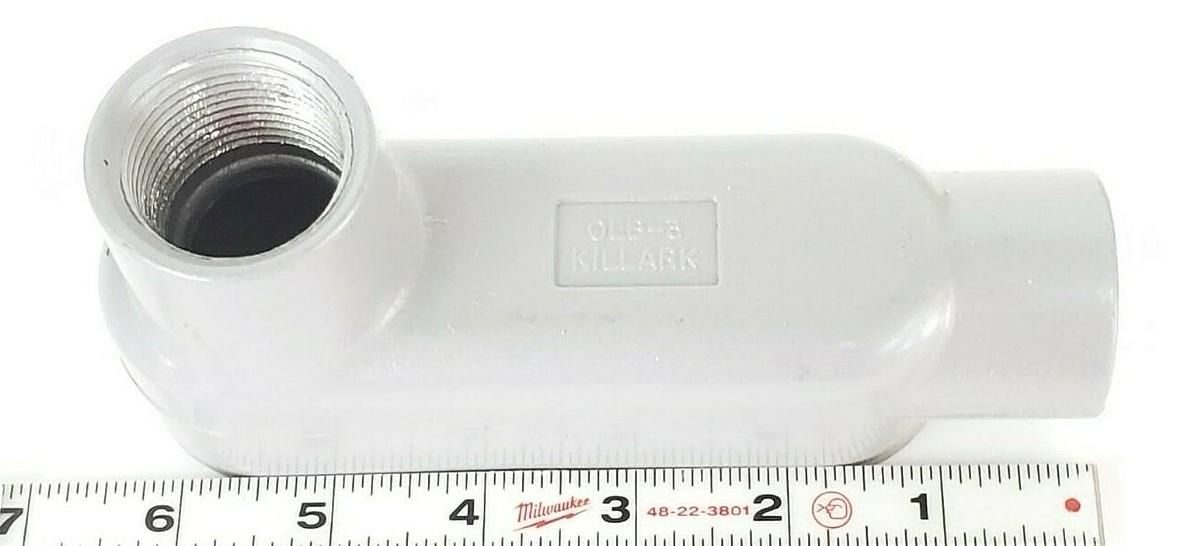 Used BOX OF 5 NEW KILLARK OLB-3, O SERIES TYPE LB CONDUIT BODIES ALUMINUM 1IN