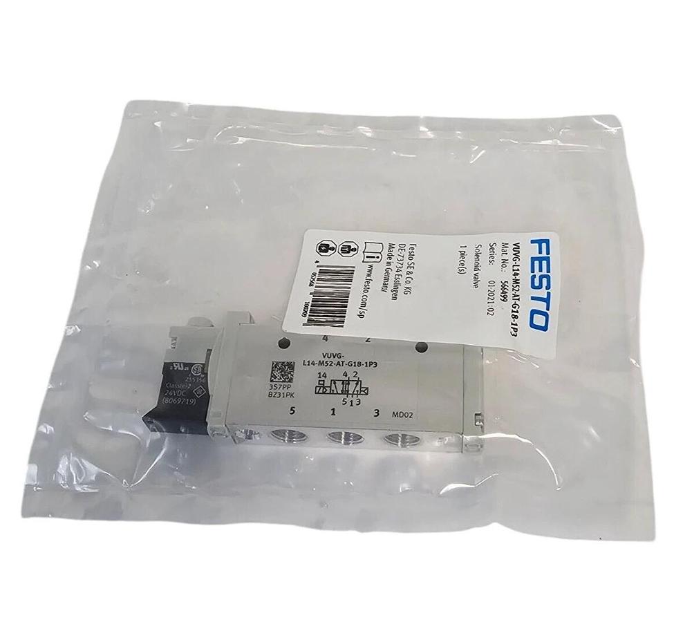 Used NEW FESTO VUVG-L14-M52-AT-G18-1P3 AIR SOLENOID VALVE 566499