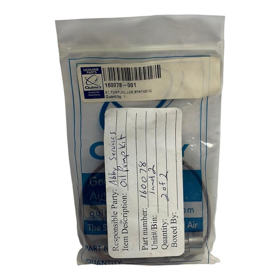 Used Quincy Compressor 160078-001 Synthetic Oil Lubrication Pump Kit Genuine OEM New