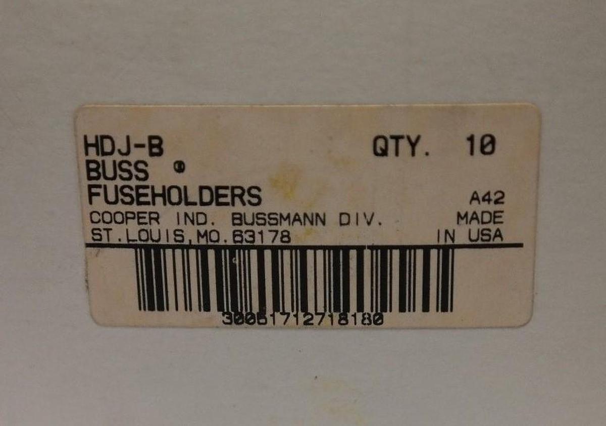 LOT OF 10 NIB COOPER HDJ-B BUSS FUSEHOLDERS HDJB