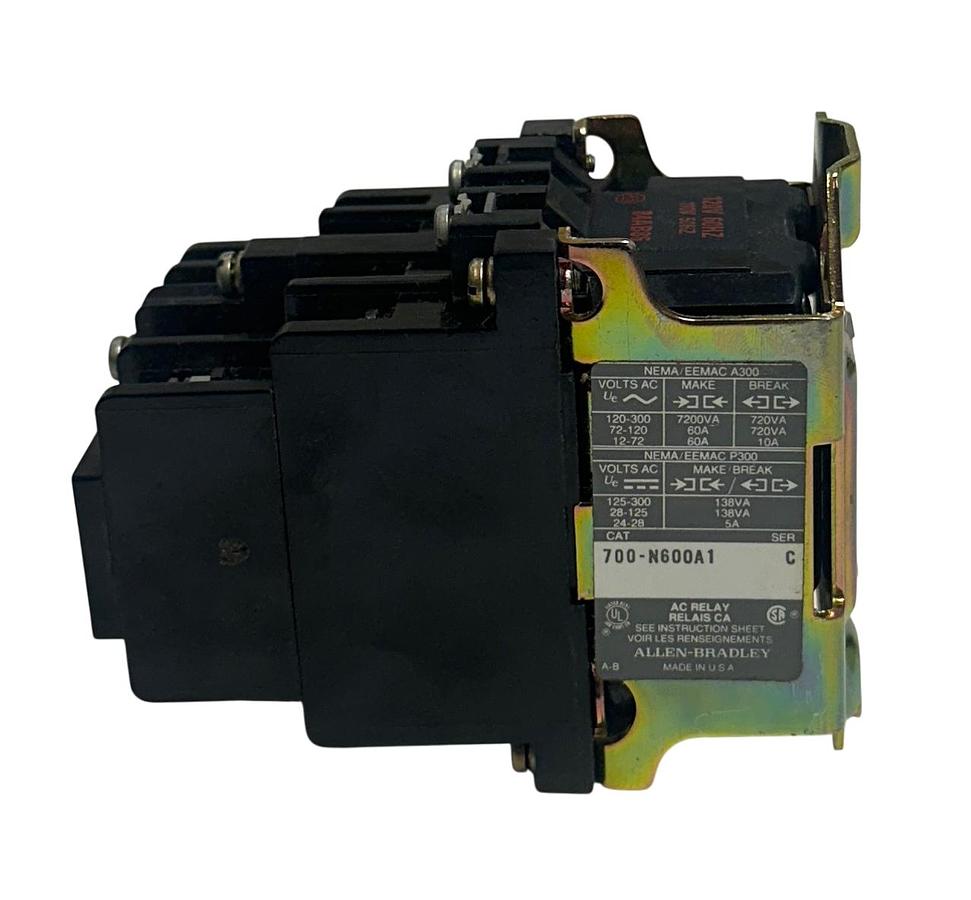Used ALLEN BRADLEY 700-N600A1 /C BULLETIN 700 AC CONTROL RELAY 120-300VAC USNP