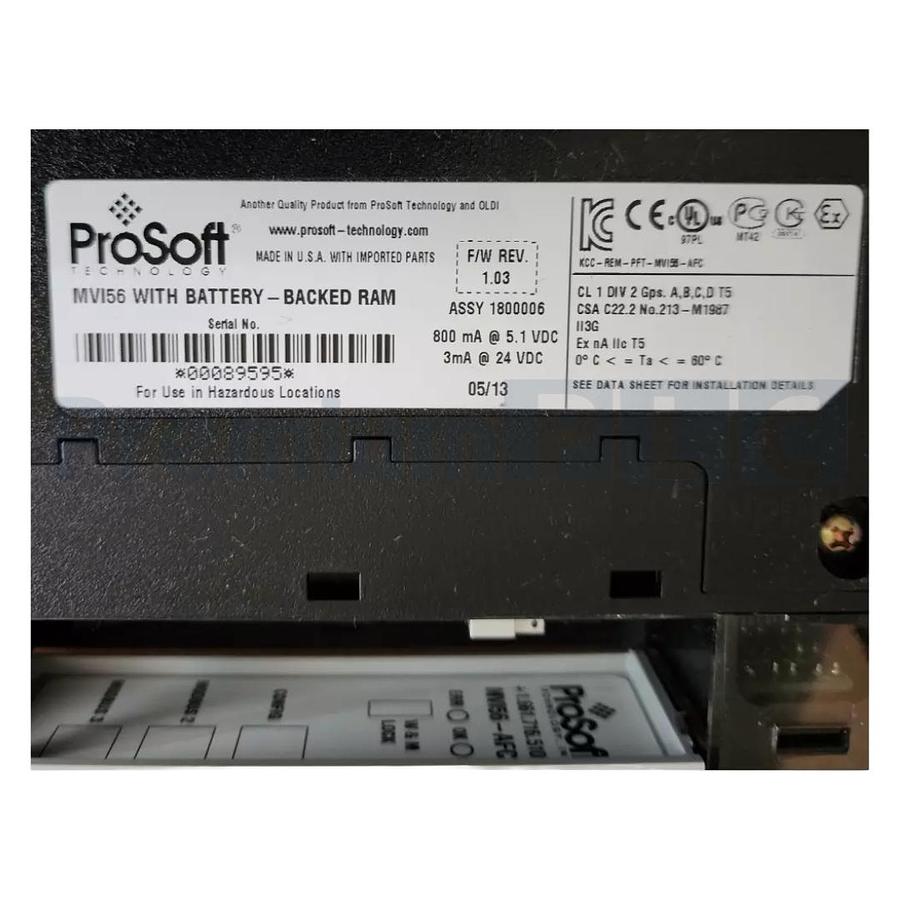 Used PROSOFT A-B MVI56-AFC LOGIC GAS & LIQUID FLOW MEASURMENT COMPUTER MODULE NSMP