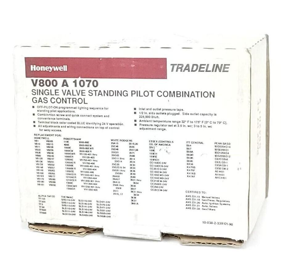 Used NEW HONEYWELL V800-A-1070 SINGLE VALVE COMBINATION GAS CONTROL V800A1070