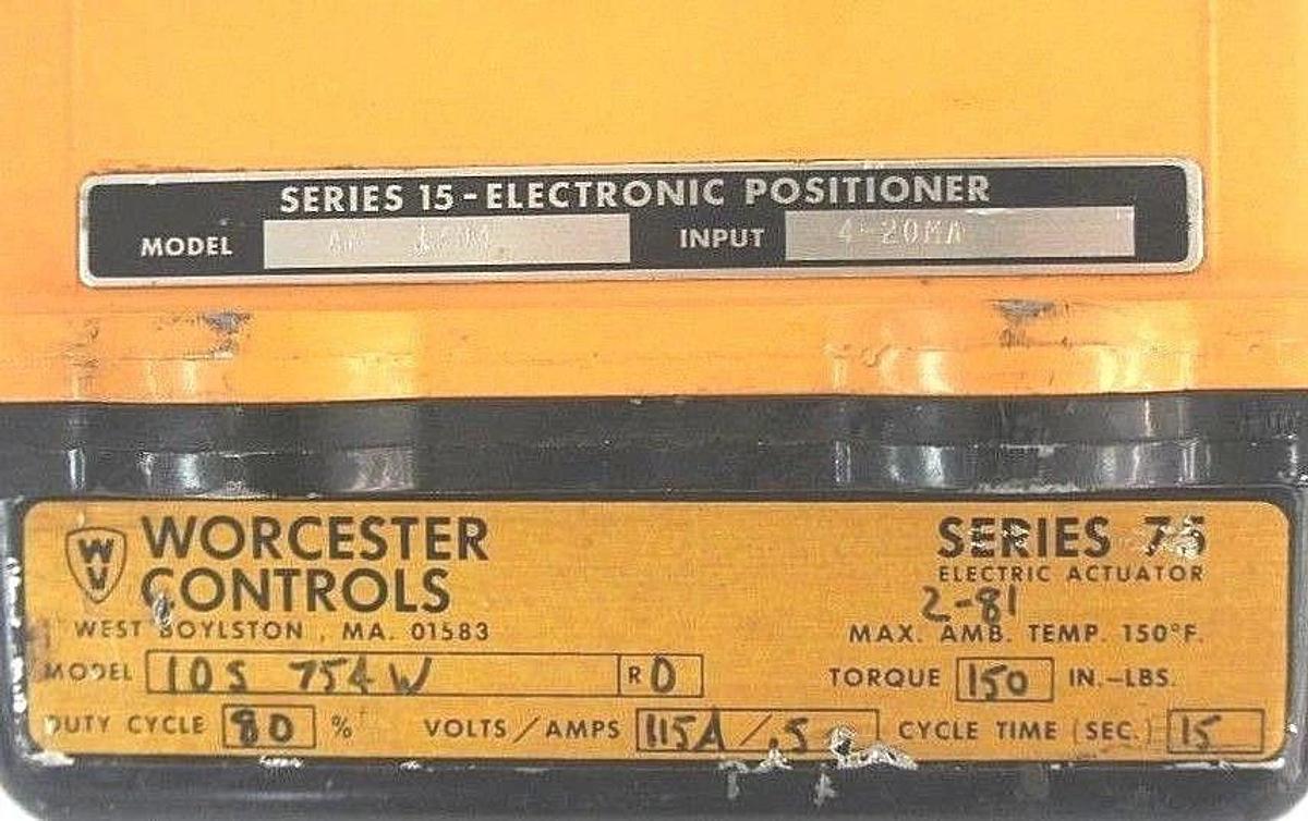 Used WORCESTER CONTROLS SERIES 75 ELECTRIC VALVE ACTUATOR AF-17N4 105-754W