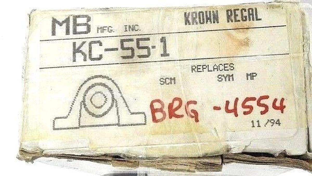 Used NIB MB MFG. KC-55-1 PILLOW BLOCK BALL BEARING 1INCH DIA 2BOLT KROWN REGAL SERIES
