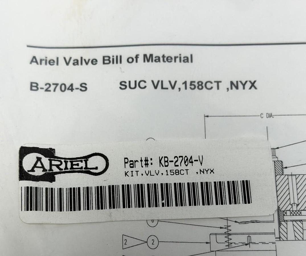 ARIEL CORPORATION KB-2704-V KIT, VLV, 158CT, NYX SUCTION VALVE KIT KB2704V NSFS