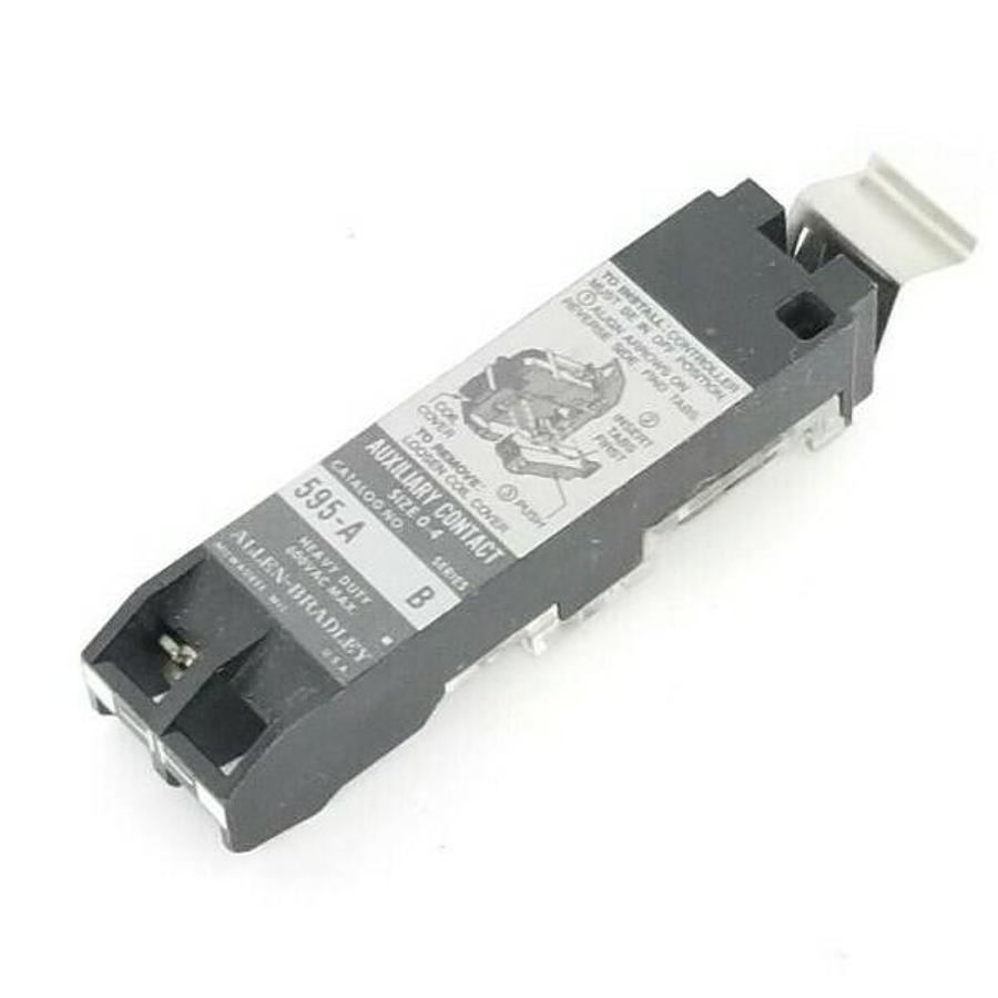 Used ALLEN BRADLEY 595-A AUXILIARY CONTACT 595A, SER. B, (MISSING SCREW)