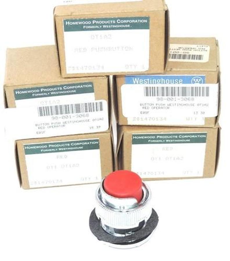 LOT OF 5 NIB WESTINGHOUSE OT1A2 PUSH BUTTONS RED OPERATOR