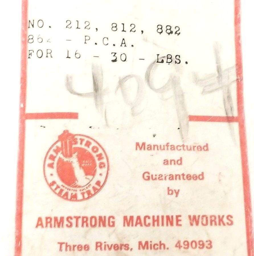 Used NEW ARMSTRONG NO. 212, 812, 882, 862 - P.C.A. BRACKET KIT, 16-30LBS (INCOMPLETE)