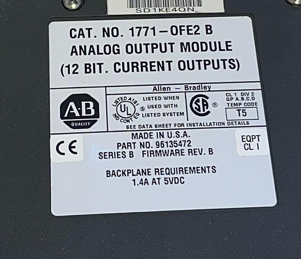 Used 2 ALLEN BRADLEY 1771-OFE2 /B PLC-5 ANALOG OUTPUT MODULES 4-PT 5VDC USNP