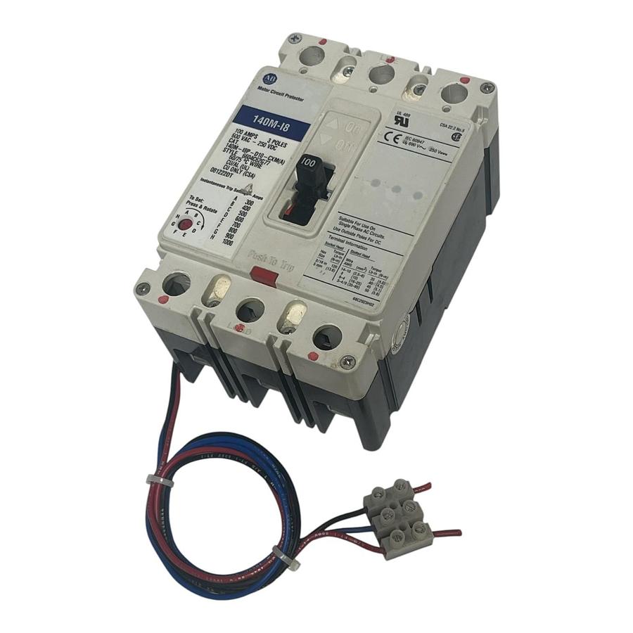 Used Allen-Bradley 140M-I8P-D10-CXM SER. A Motor Circuit Protector 140M-I8 10A