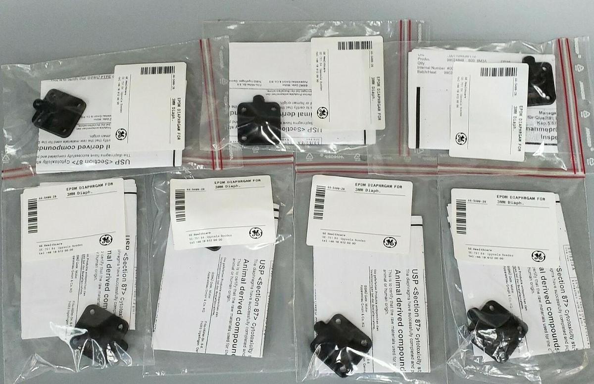 Used LOT OF 7 NEW GE HEALTHCARE 44-5499-26 EPDM DIAPHRAGMS DN8 KZ 3A 99024848