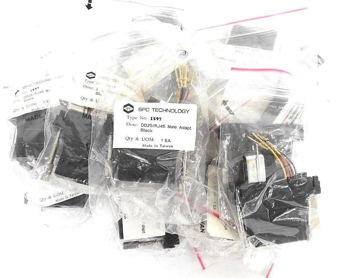 Used LOT OF 14 NEW SPC TECHNOLOGY 1597 DB25/RJ45 MALE ADAPTERS BLACK