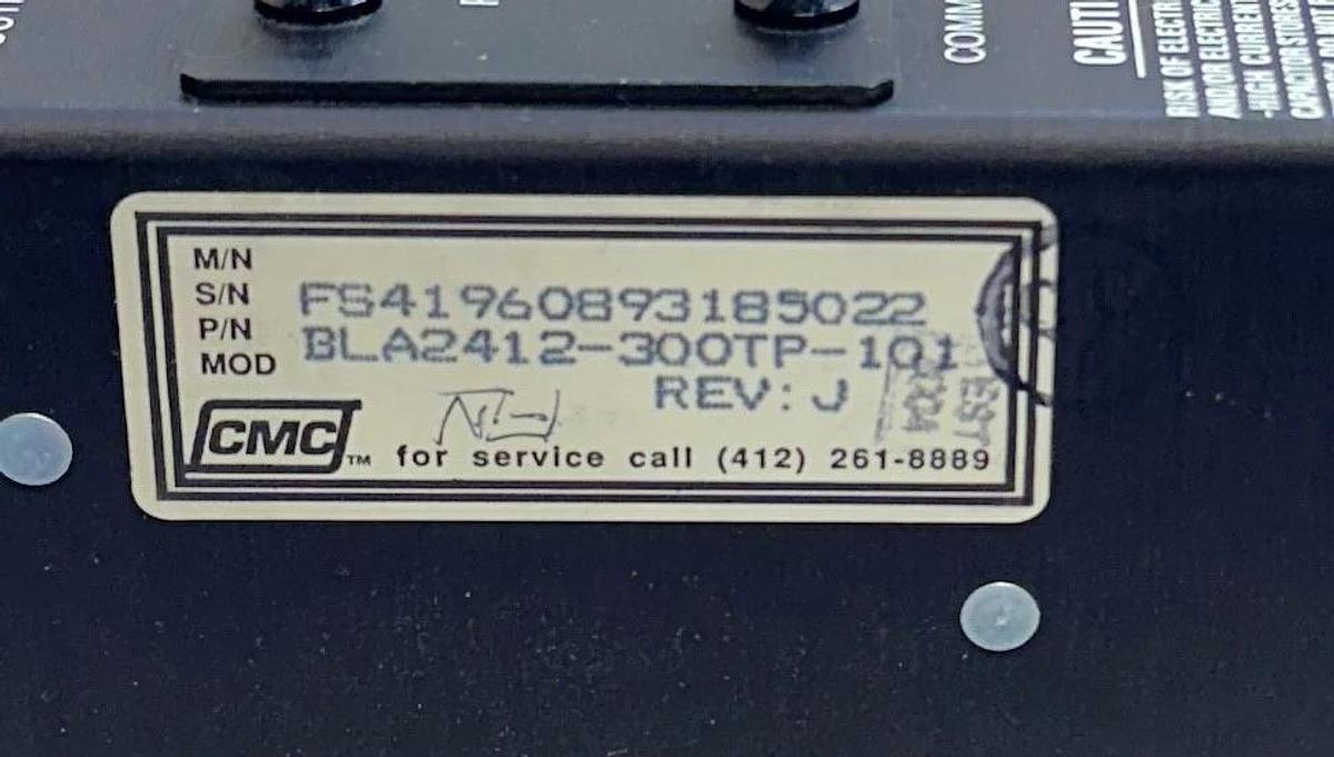 Used CLEVELAND MOTION CONTROLS CMC BLA2412-300TP-101 Servo Control Module Rev. J USNP