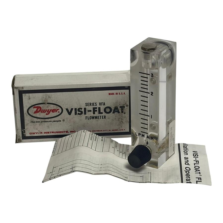 Used Dwyer Visi-Float VFA-25-BV Acrylic Flowmeter 3 LPM Air 1152-149 New
