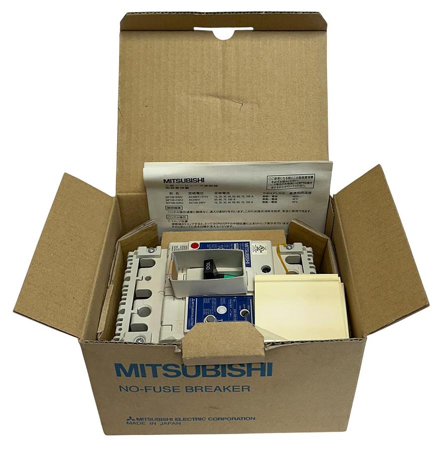 Used MITSUBISHI NV100-SWU3P100A100 / NV100-SWU BREAKER 100A NV100-SWU3-100 50kA NSMP