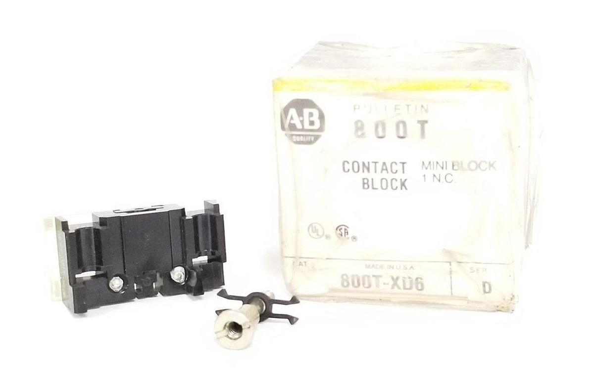 Used NIB ALLEN BRADLEY 800T-XD6 CONTACT BLOCK 800TXD6 SER. D (MISSING SCREW)