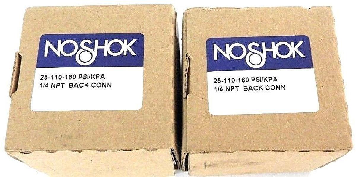 Used LOT OF 2 NEW NOSHOK 25-110-160 PSI/KPA 1/4 NPT BACK CONN PRESSURE GAUGES