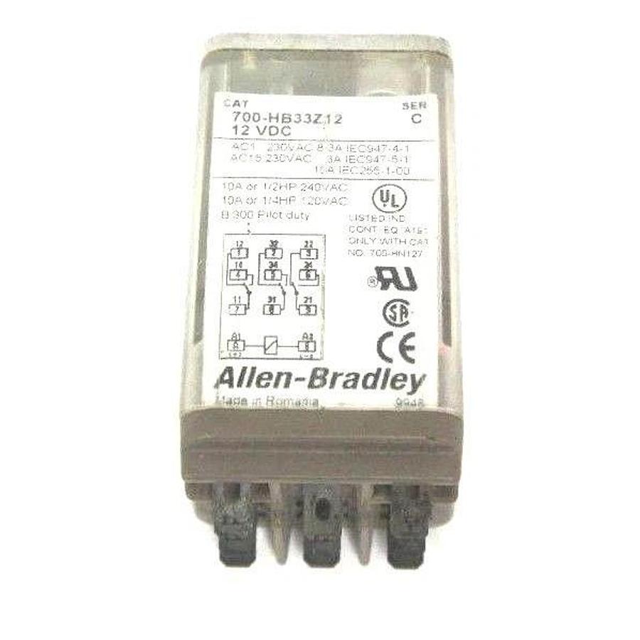 Used ALLEN BRADLEY 700-HB33Z12 RELAY SER. C, 12VDC, 700HB33Z12