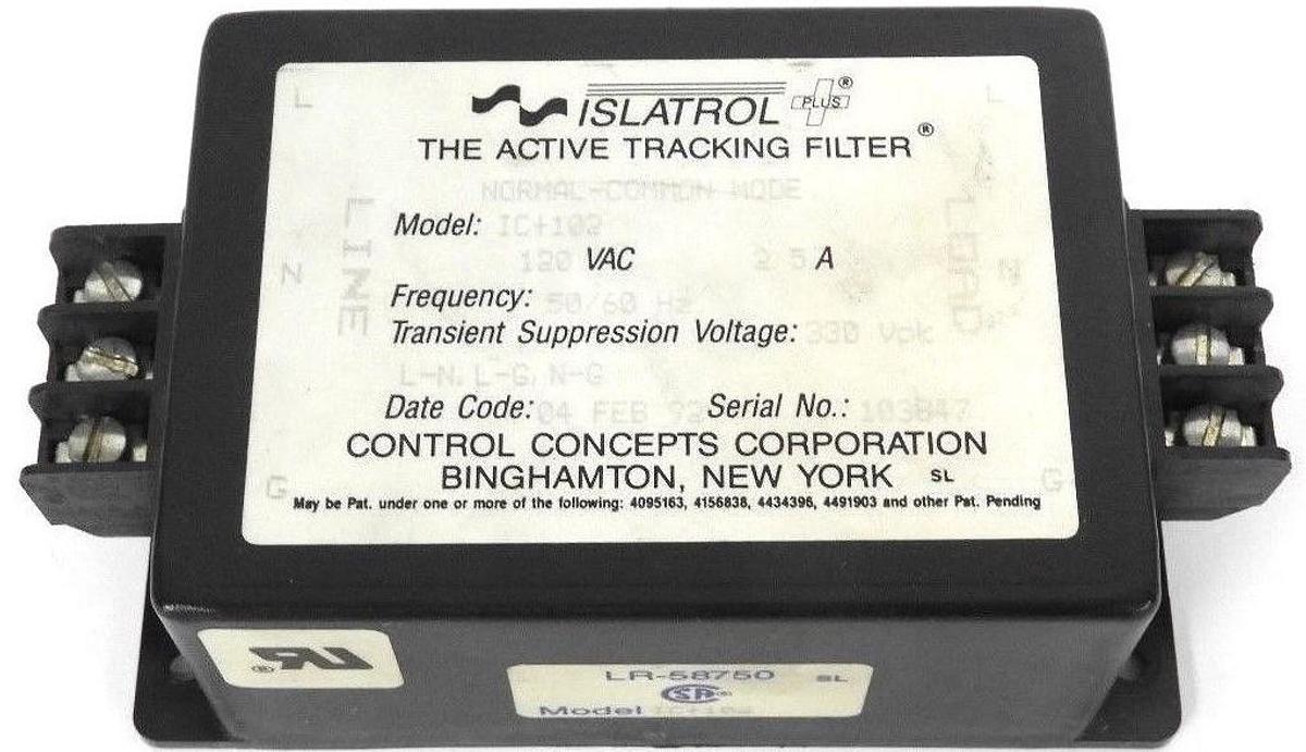 Used ISLATROL IC+102 ACTIVE TRACKING FILTER 120VAC, 2.5A, 50/60HZ, IC102