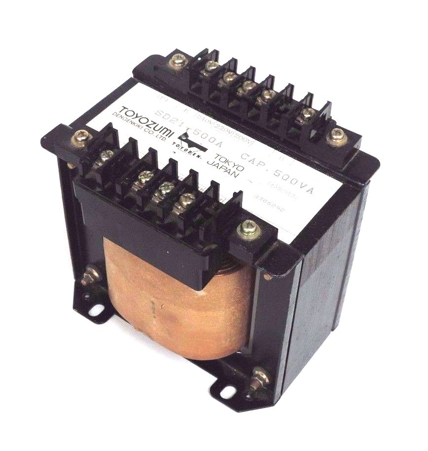 Used TOYOZUMI DENGENKIKI SD21-500A TRANSFORMER 500VA, 50/60HZ, SD21500A