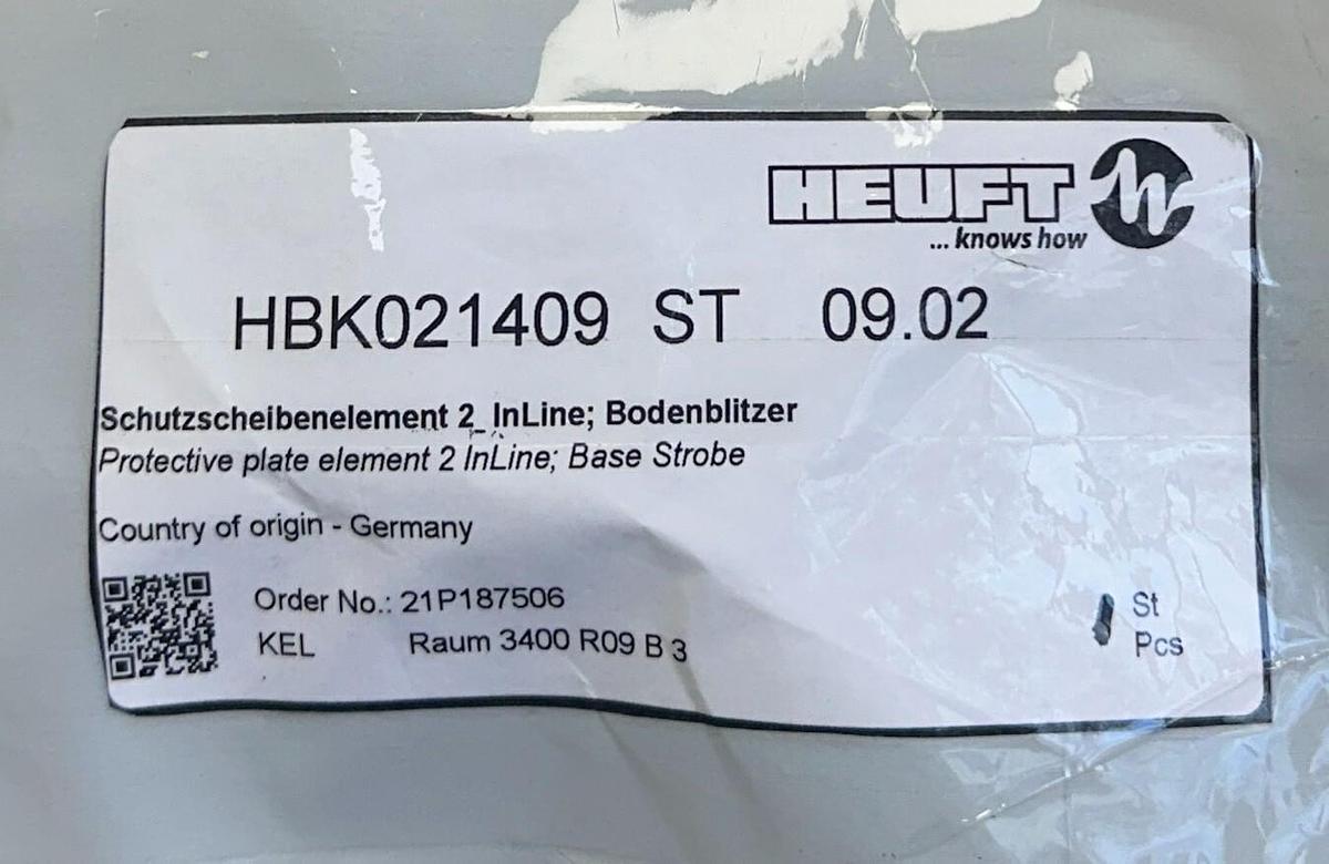 Used HEUFT HBK021409ST09.02 / HBK021409ST0902 PROTECTIVE PLATE INLINE STROBE NSMP