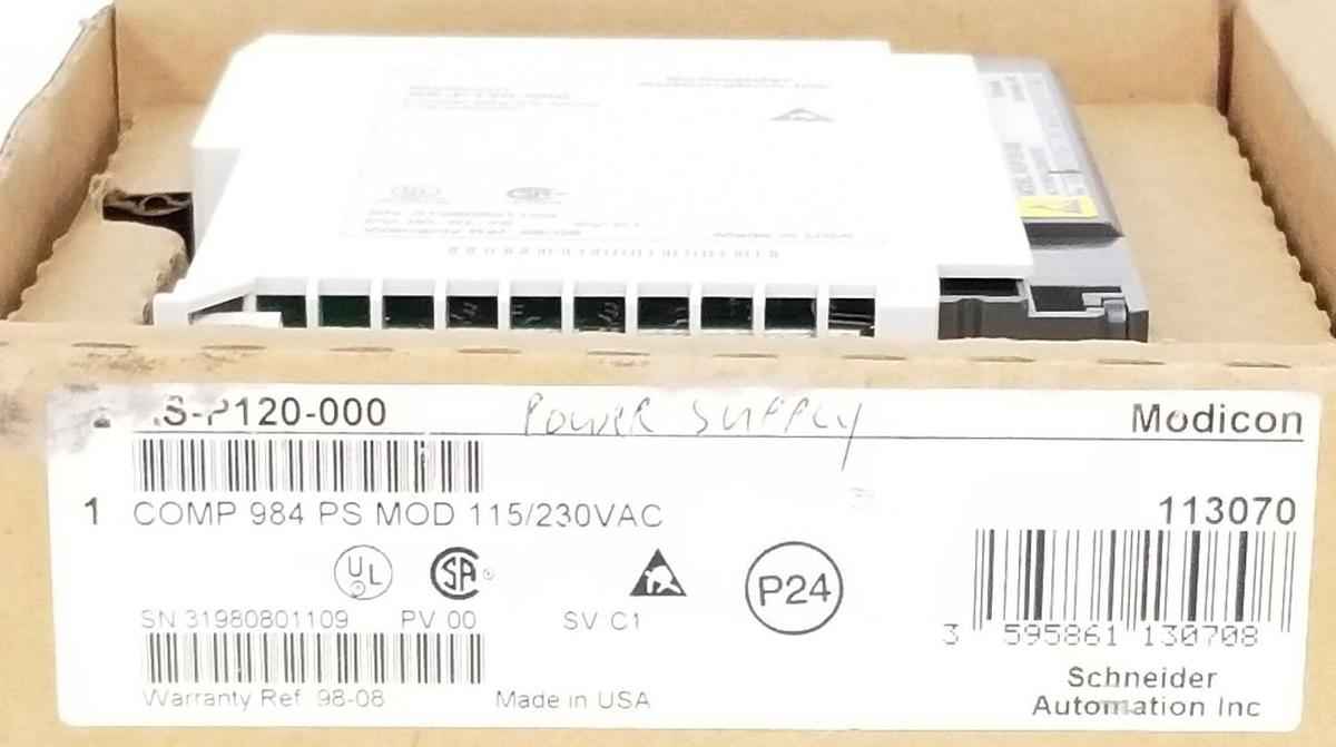 NIB SCHNEIDER AUTOMATION AS-P120-000 COMP 984 PS MOD PV: 00 RL: 75 SV: C1