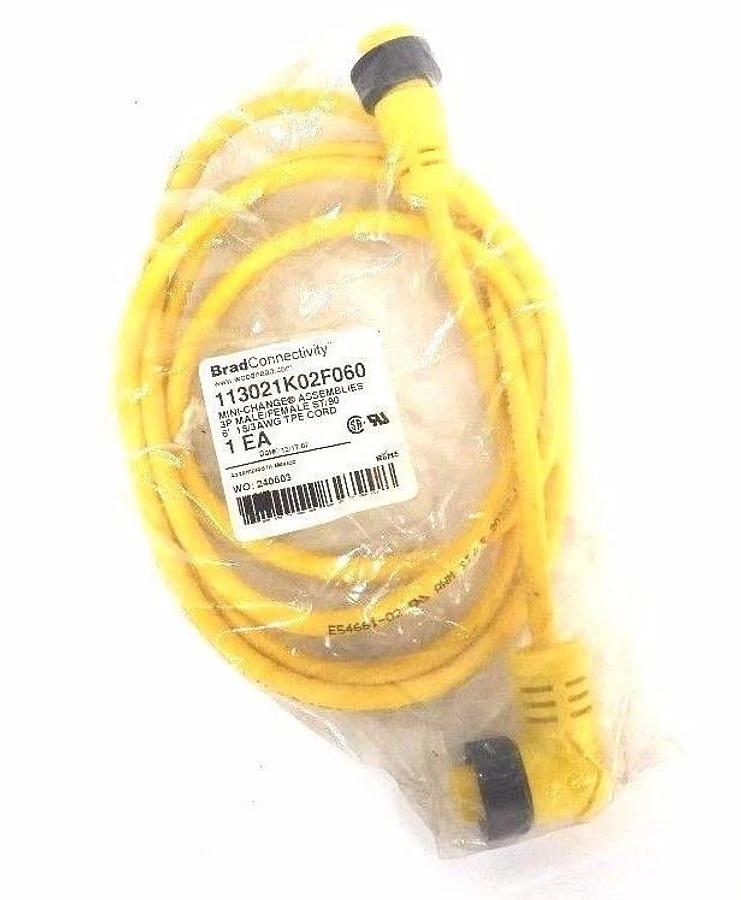 Used NIB BRAD HARRISON 113021K02F060 MINI CHANGE CORDSET 3P MALE/FEMALE ST 90