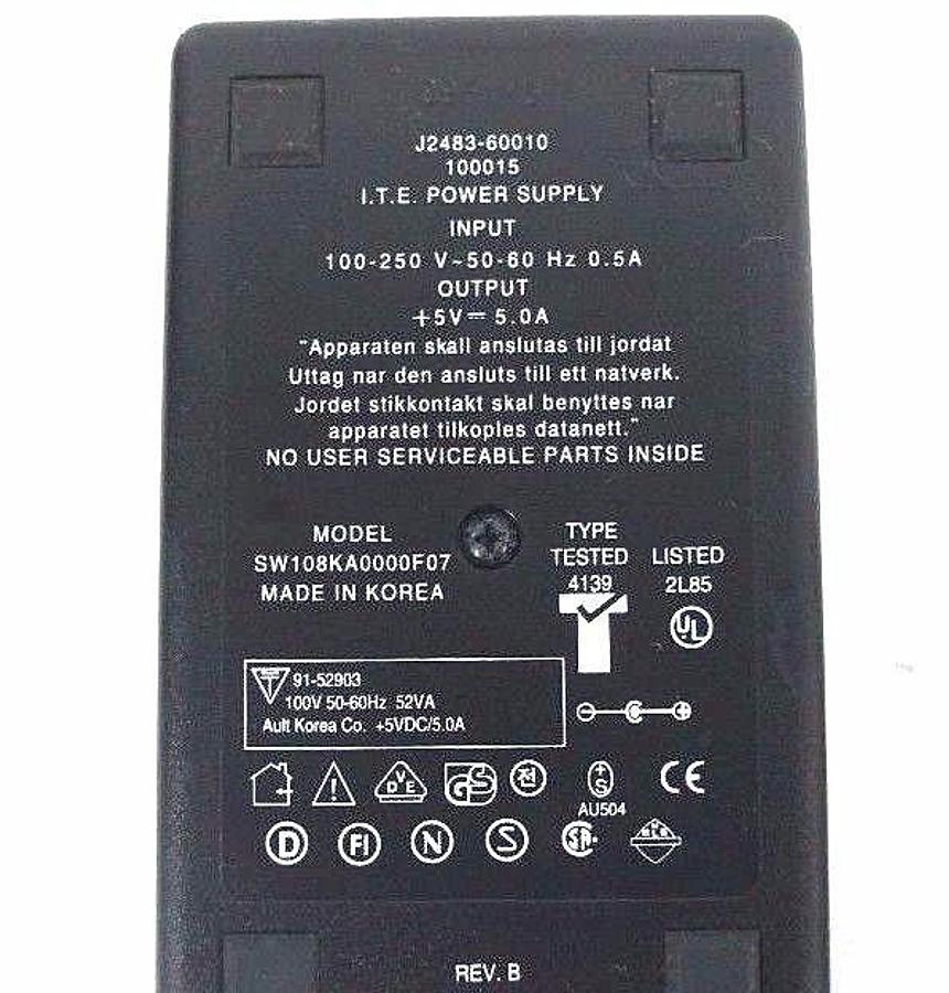 Used NEW AULT SW108KA0000F07 I.T.E. POWER SUPPLY 100-250V, 50/60HZ, 0.5A, J2483-60010