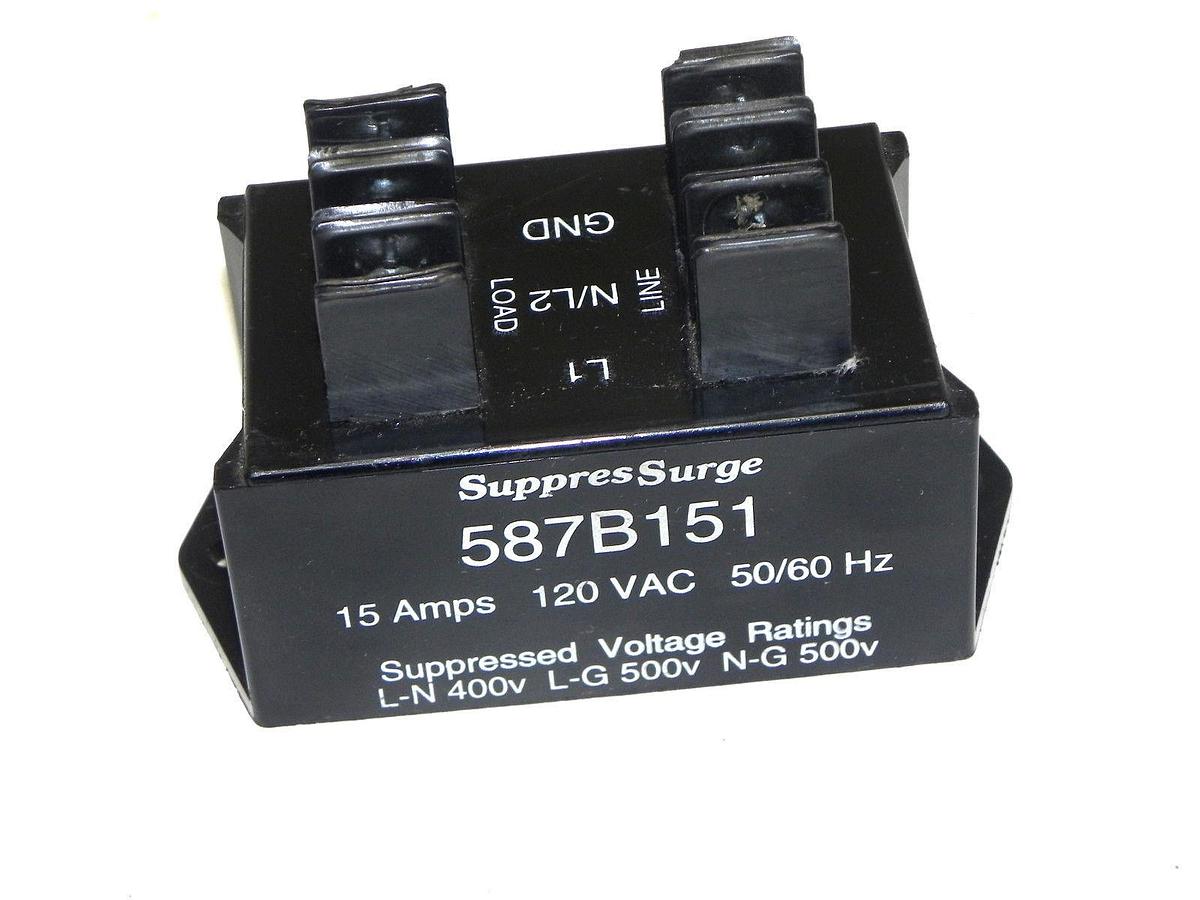 Used SUPPRESSURGE 587B151 AC POWERLINE PROTECTOR 15AMPS 120VAC 50/60HZ