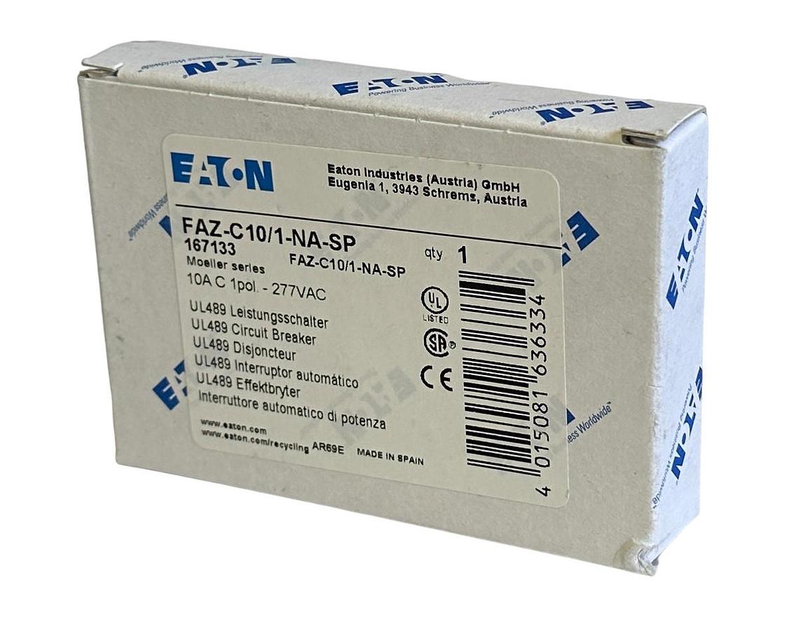 NEW EATON FAZ-C10/1-NA-SP / 167133 MOELLER SERIES 10A CIRCUIT BREAKER 1P 277VAC