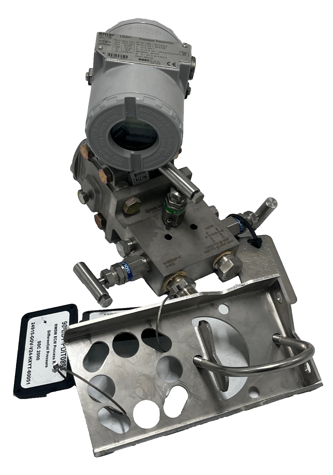 Used SMAR LD301 PRESSURE TRANSMITTER ASSEMBLY  W/ SENSOR: D1 & MANIFOLD: M-650S6P-VC