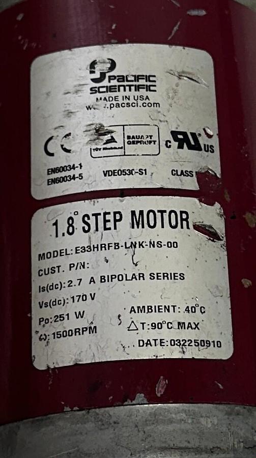 Used PACIFIC SCIENTIFIC E33HRFB-LNK-NS-00 / E33HRFBLNKNS00 STEP MOTOR BIPOLAR USNP