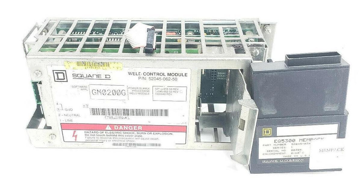 Used SQUARE D 52045-062-50 WELD CONTROL MODULE GM0200G W/ EQ5300 52045-034-50 MEMPACK