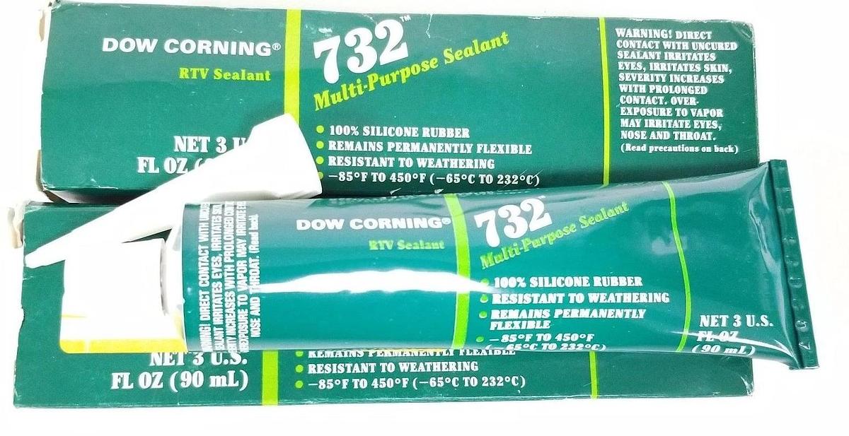 Used LOT OF 2 NIB DOW CORNING 732 MULTI-PURPOSE SEALANT TUBES