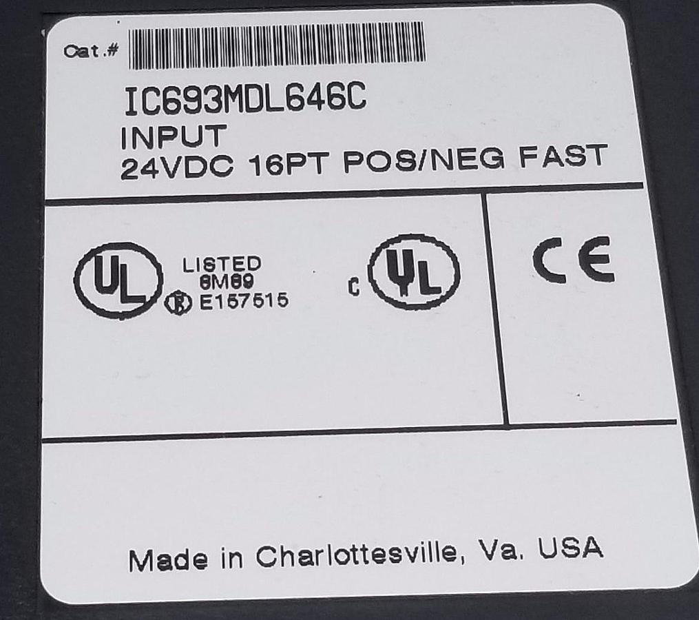 Used GE FANUC IC693MDL646C INPUT MODULE 24VDC 16PT POS/NEG FAST MISSING DOOR & COVER