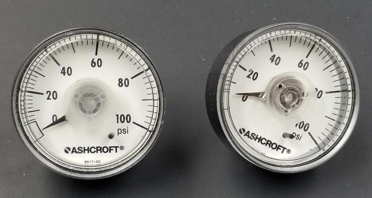 Used LOT OF 2 NIB ASHCROFT 9017-02 GAUGES 0-100 PSI