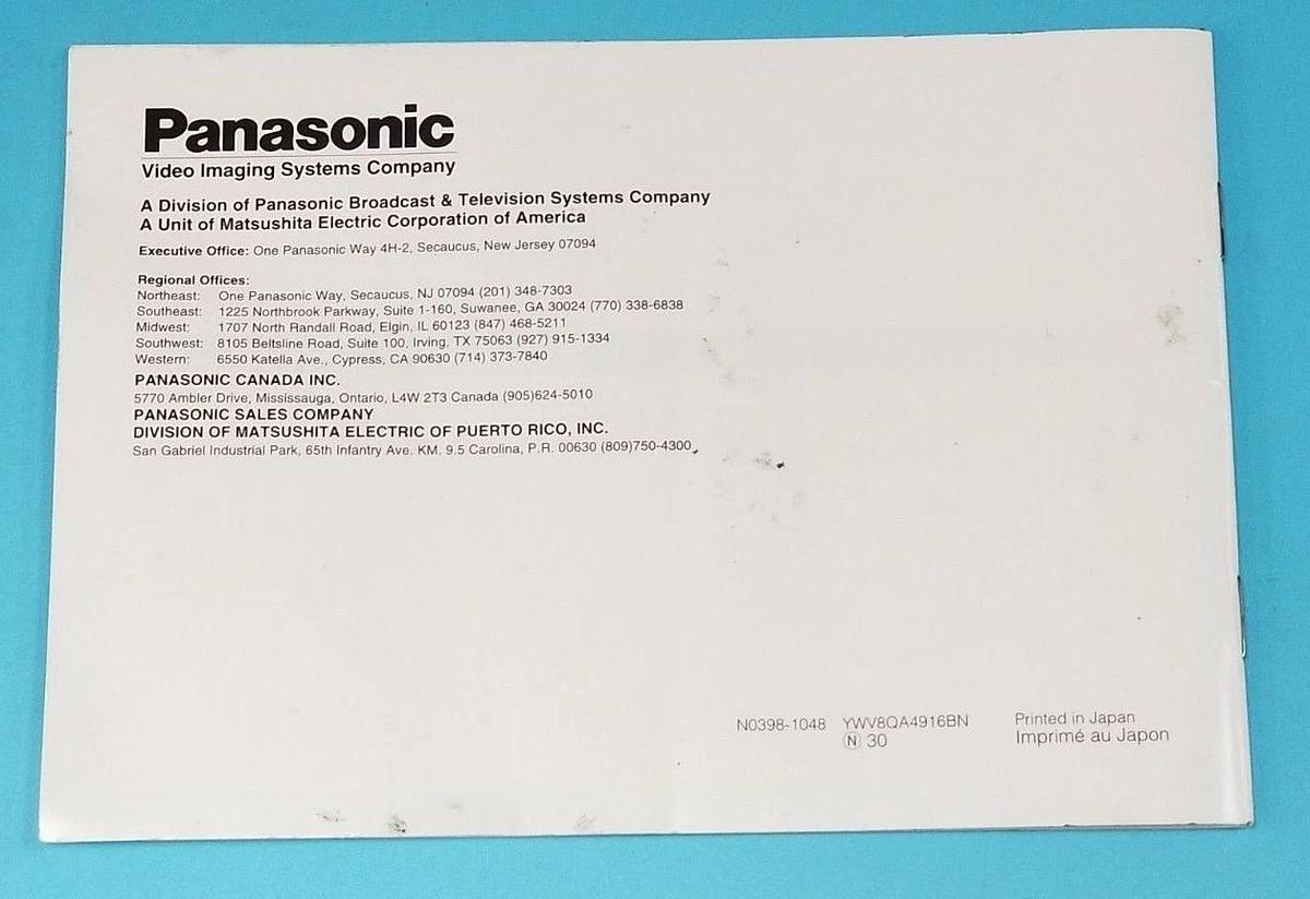 Used PANASONIC WV-BP330/WV-BP332/WV-BP334 OPERATING INSTRUCTIONS