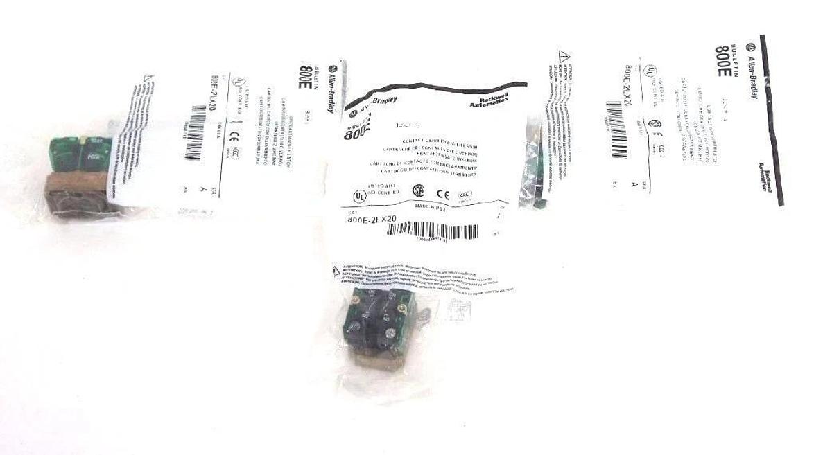 Used LOT OF 3 NEW ALLEN BRADLEY 800E-2LX20 CONTACT CARTRIDGES W/ LATCH SER. A
